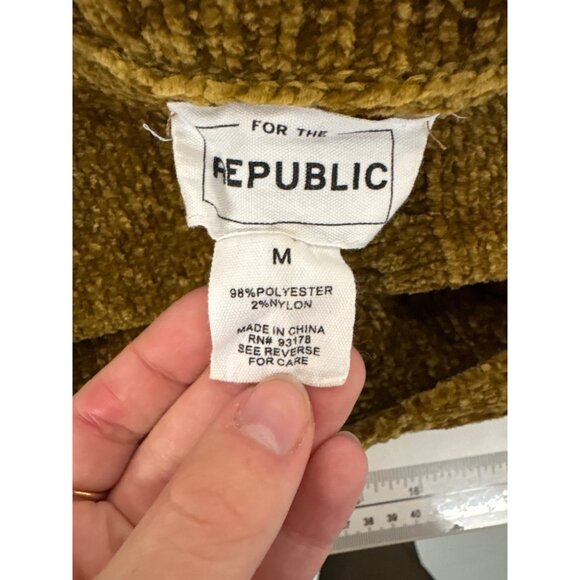 For The Republic Womens M Brown Ruffled Sleeve Chenille Sweater - Picture 12 of 13